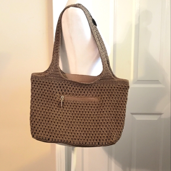 The Sak Crochet Shoulder/Hand Bag Dark Taupe Color - Picture 4 of 16